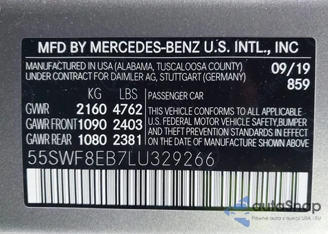 2020 Mercedes-Benz C 300 4Matic из США, поврежденный, VIN 55SWF8EB7LU329266